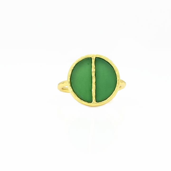Anillo The Two Moon, oro y plata 925, ónix verde (3 anillos) para venta al por mayor de Schmuckoo Berlin