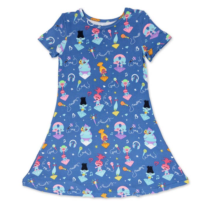 Bellabu Bear – wholesale Klänning – Barn – Trolls Music Bamboo Flickor Kortärmad Klänning