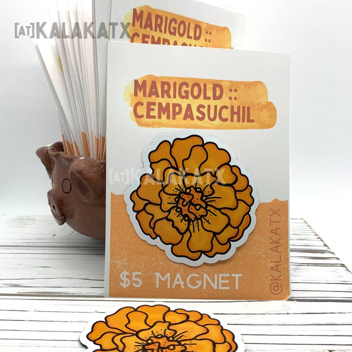Mexican Marigold Decorative MAGNET for wholesale by Kalaka Tx