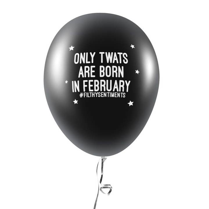 Born In February Balloons (Pack Of 5) for wholesale by Filthy Sentiments