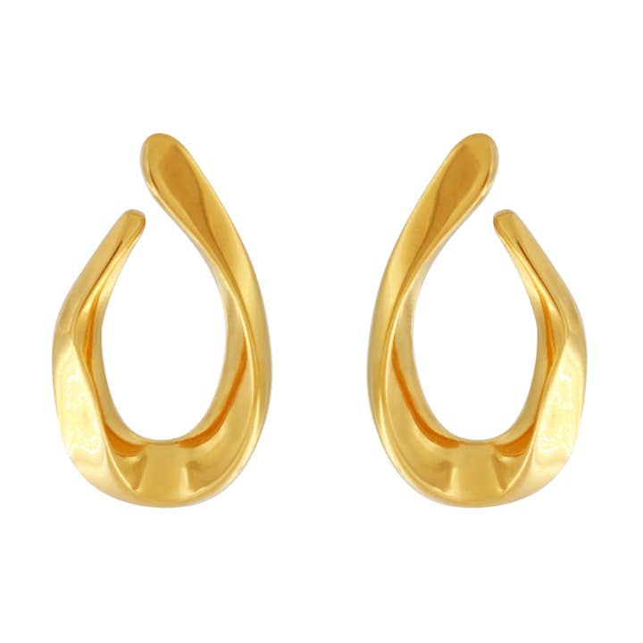 Brincos Declarativos em Forma de V à Prova de Água Courage com Banho de Ouro 18K por atacado de Dansk Copenhagen