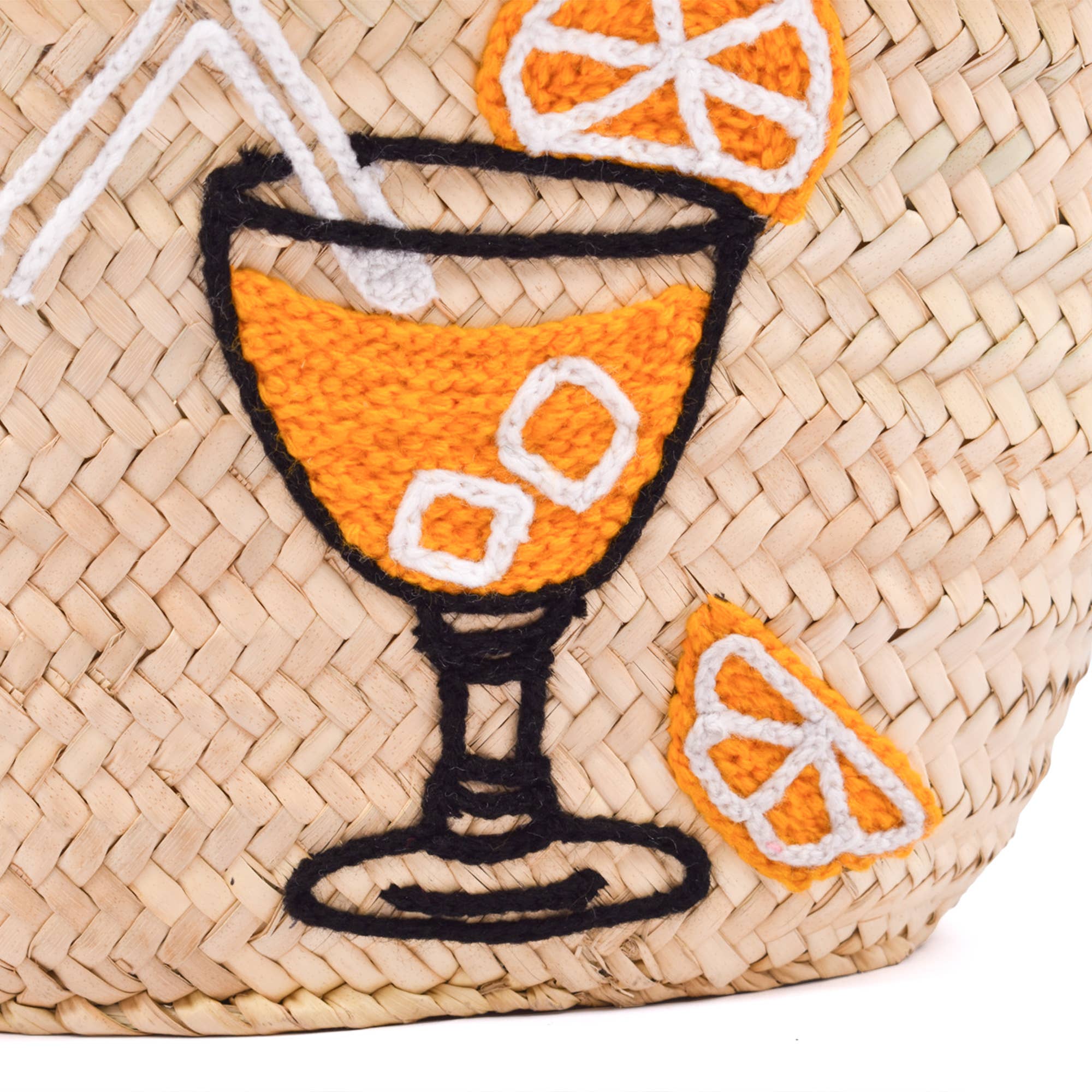 King Of Handmade – wholesale Beach bag – Handwoven Spritz Basket with Orange Cocktail Design  7
