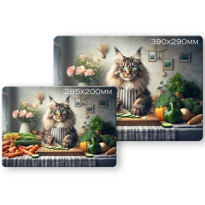 Cats in the Kitchen Tempered Glass Cutting Board Maine Coon for wholesale by Noble & Page