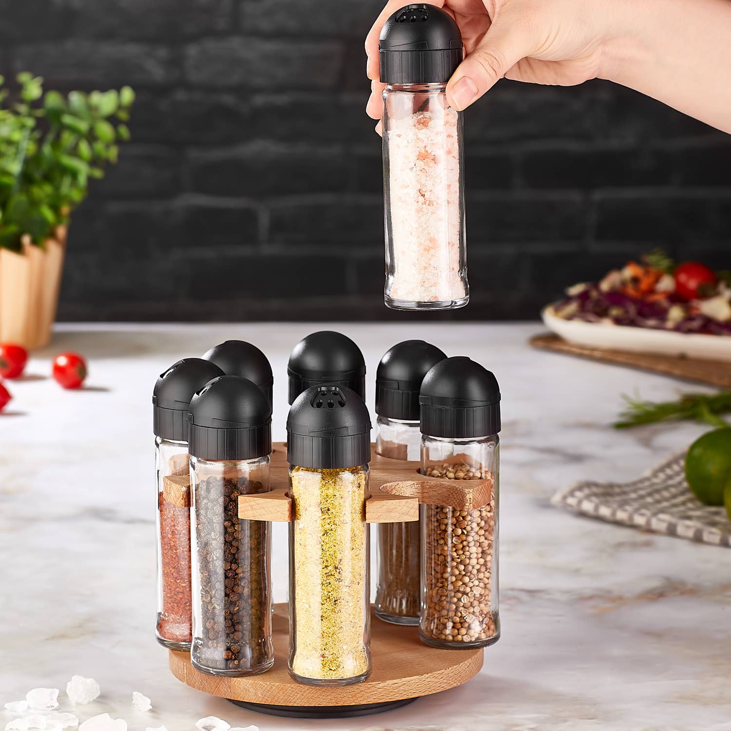 Joy Kitchen - Vendita all'ingrosso Portaspezie - Porta spezie girevole con 8 barattoli in vetro Joy Kitchen1