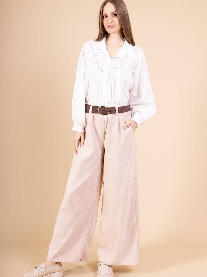 Pépouz' Paris - Wholesale Pants - Women's - Loose velvet trousers with belt PPN25685