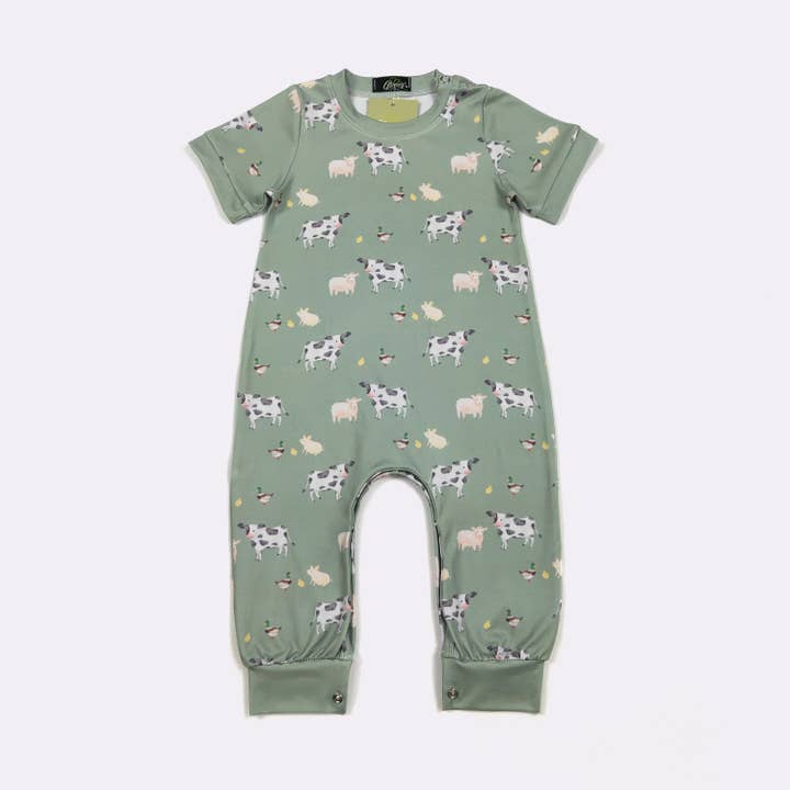 Moo Crew Boy Romper for wholesale by Clover Cottage