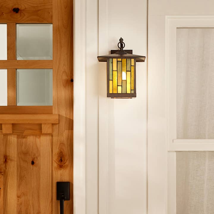 River of Goods - Wholesale Outdoor/Lawn Light - 11.75"H Amber & Gray 1-Light Outdoor Lantern Wall Sconce5