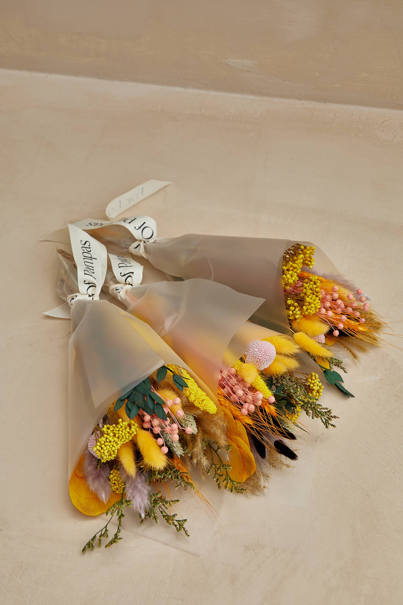For Love Of Pampas - Wholesale Dried/Pressed Flowers - Small Dried Flower Bouquets - Yellow