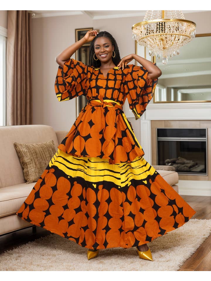 KaraChic - Wholesale Top & Skirt Set - Women's - 7796 - Authentic African Print 2pc Wrap Top & Skirt Set2