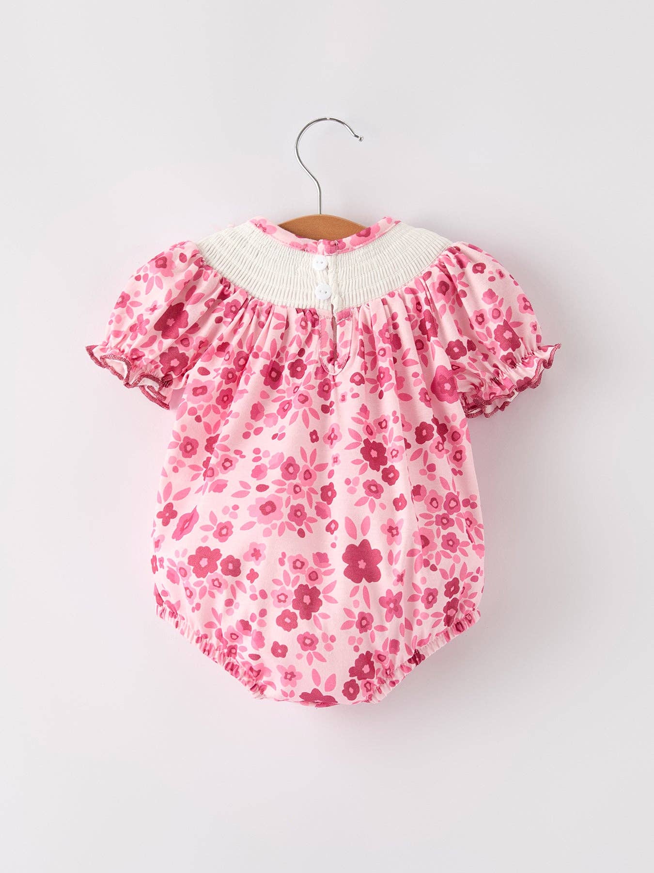 Rylee Faith Designs - Wholesale Bodysuit (Non-Footed) - Baby - Boots Smocking Embroidered Short Sleeve Floral Baby Girl Romper1