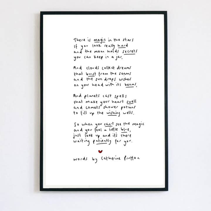 Magia en las Estrellas – Impresión de Poema Manuscrito (Solo Texto) para venta al por mayor de Words by Catherine Prutton