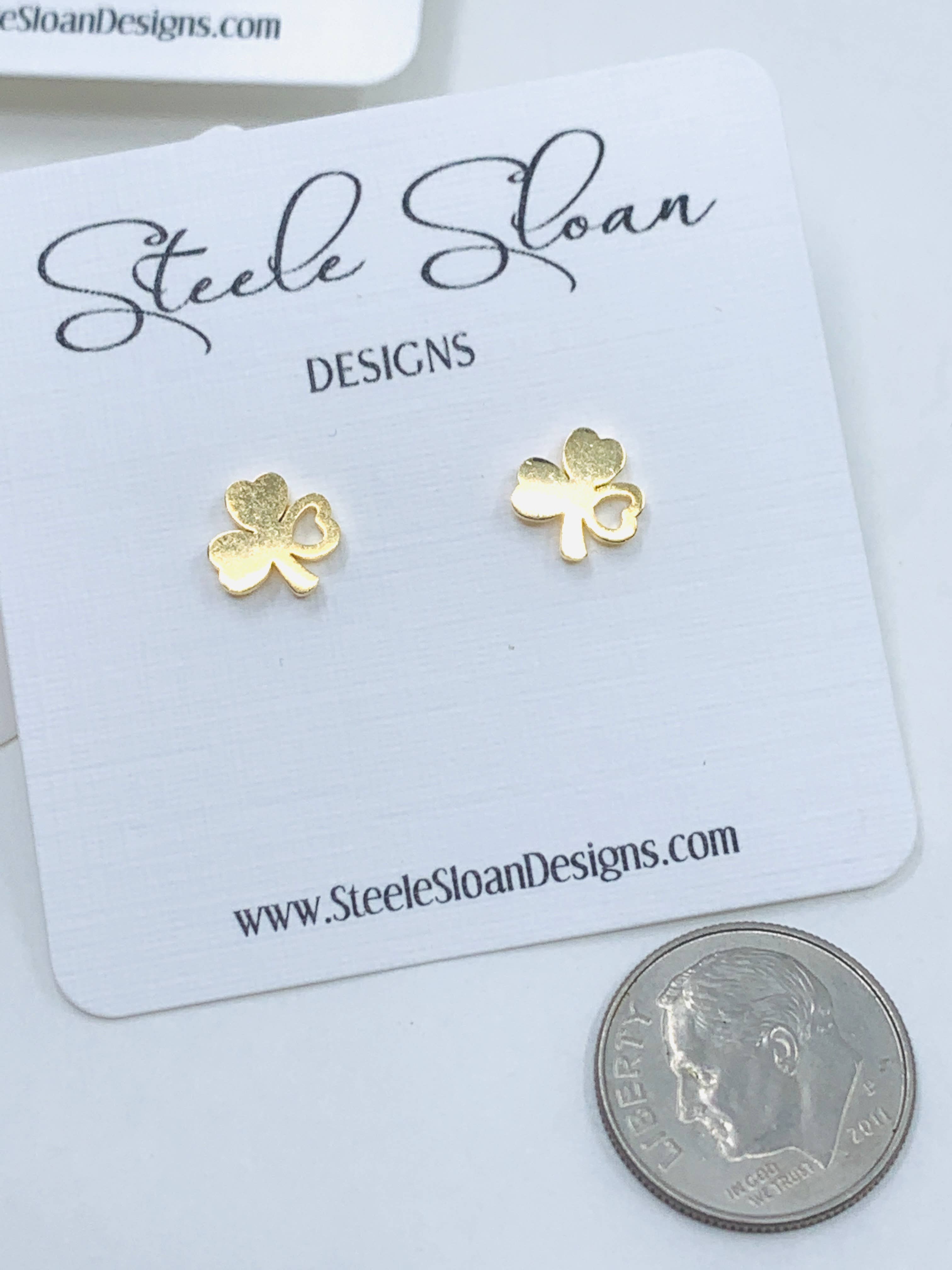 Steele Sloan Designs - Wholesale Stud/Post Earrings - 3-Leaf Shamrock Stud Earrings great for Notre Dame Gift!1