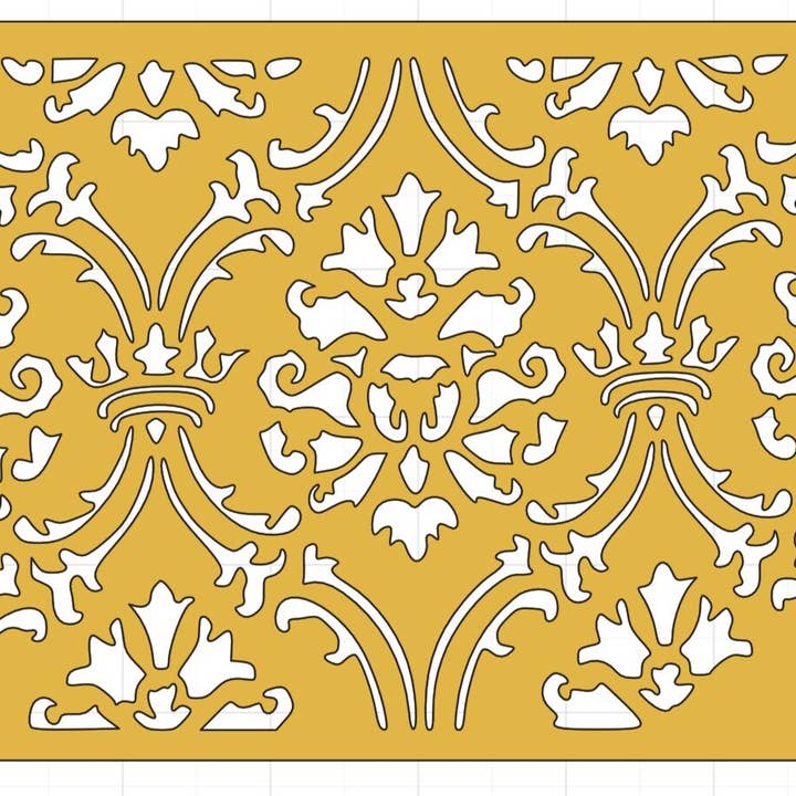 Pochoir damassé vieilli Shabby Chic pour la vente par Belle Stencils