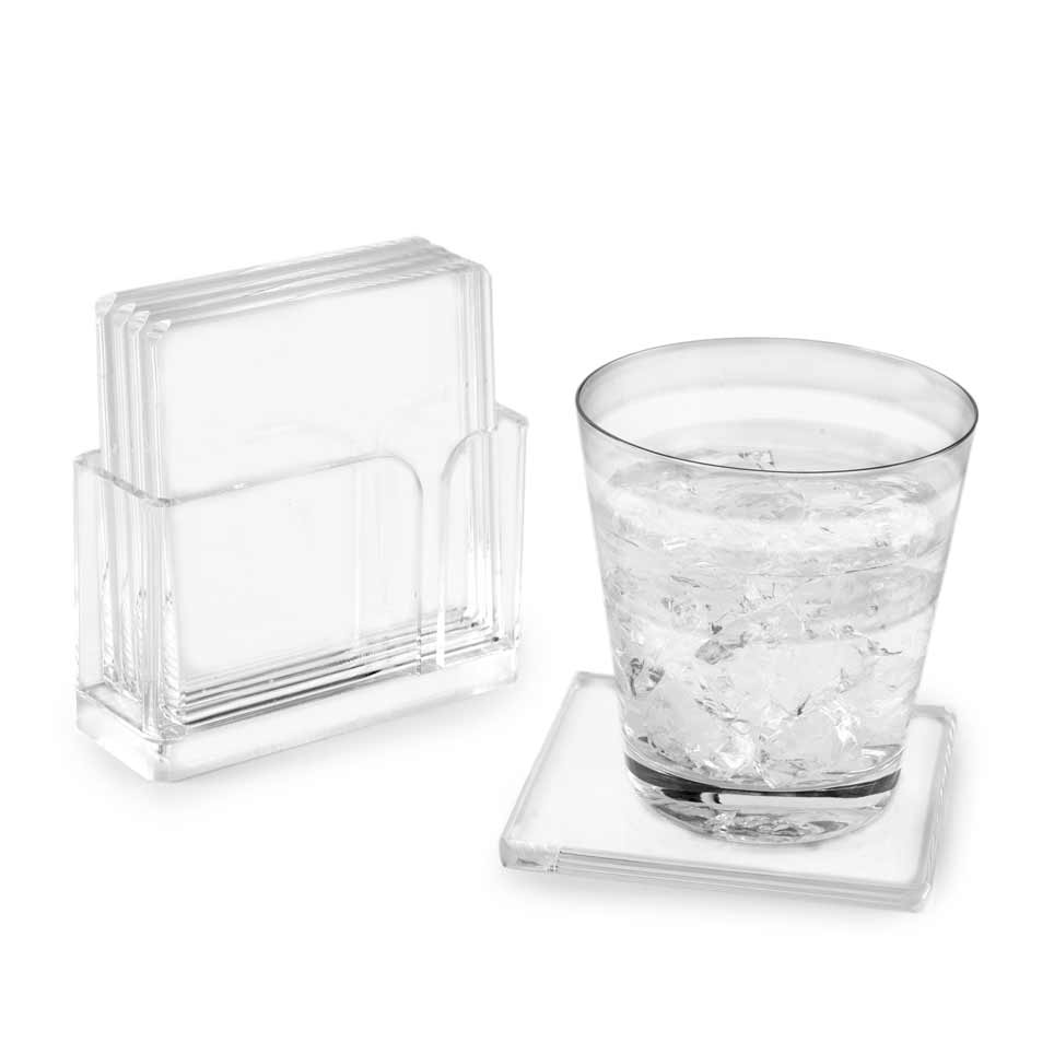 Huang Acrylic - Wholesale Coasters - 4" Square 4-Coaster W/ Holder1