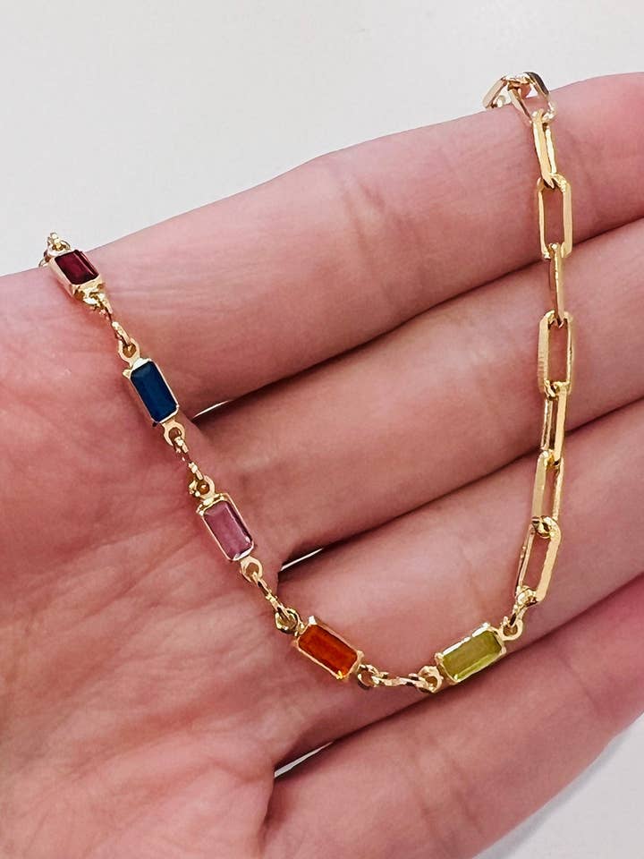 Gold Filled Flower Gemstone Bracelet | Colorful Floral Charm for wholesale by Haus of Monogram