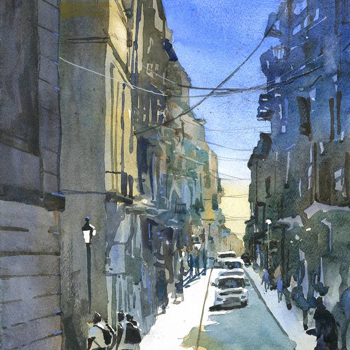 San Juan Puerto Rico Akvarellkonsttryck – Färgglad stadsbildsmålning, karibisk arkitektur, reseväggdekor för heminredning (tryck) för wholesale av Ryan Fox Fine Art