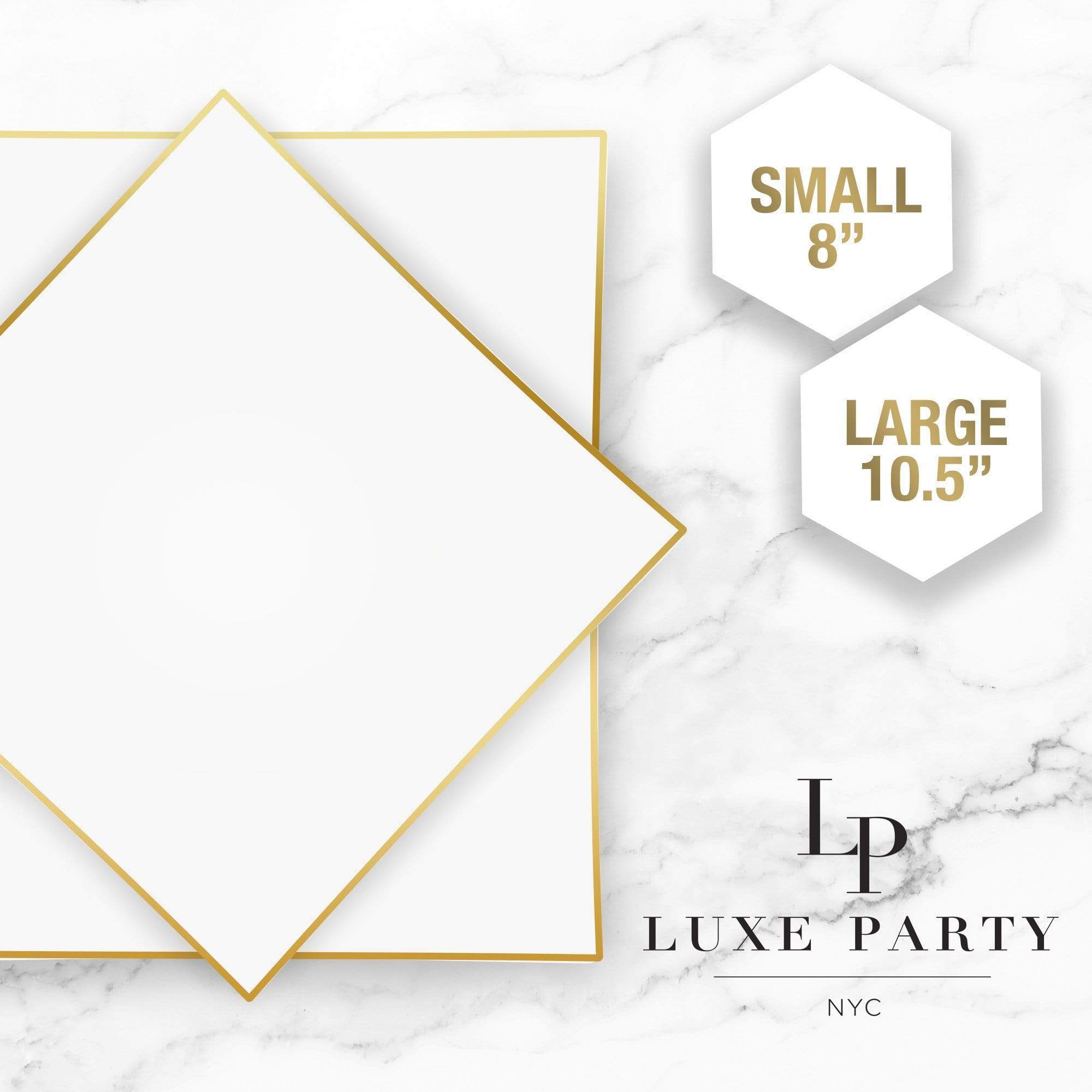 Luxe Party - Wholesale Disposable Plate - Square Clear • Gold Plastic Plates | 10 Pack0