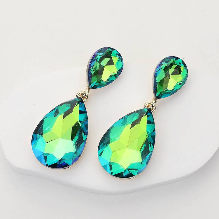 Wona Trading, Inc. - Wholesale Dangle Earrings - Glass Crystal Teardrop Evening Earrings