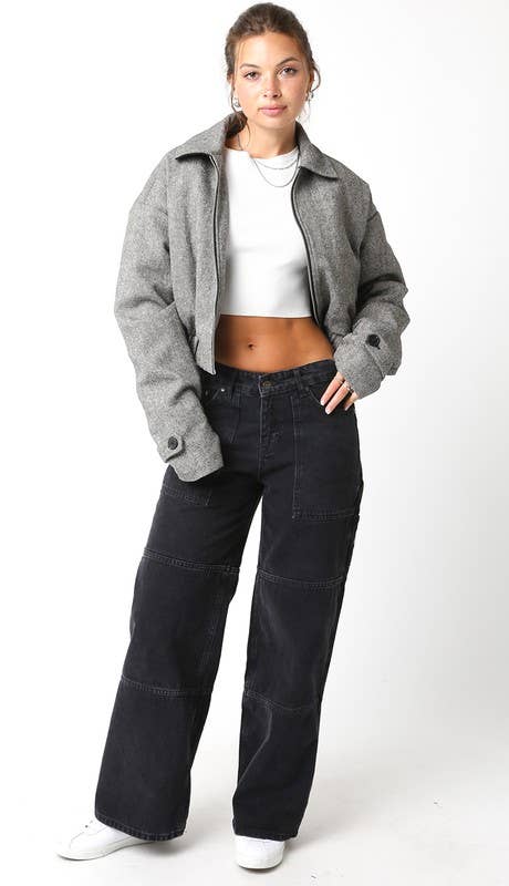 Black Herringbone Lucy Jacket for wholesale on Faire6