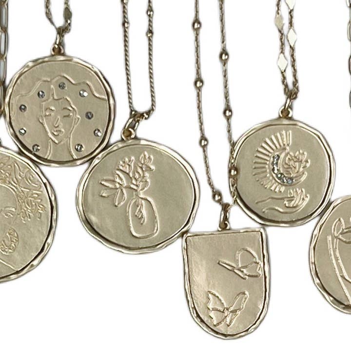 Gold La Déesse Collection Bia “FEARLESS” Reversible Necklace for wholesale on Faire1