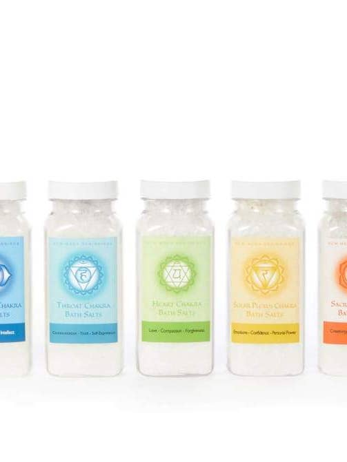 Seven Chakra Balancing Crystal Bath Salt Soak Set for wholesale by New Moon Beginnings