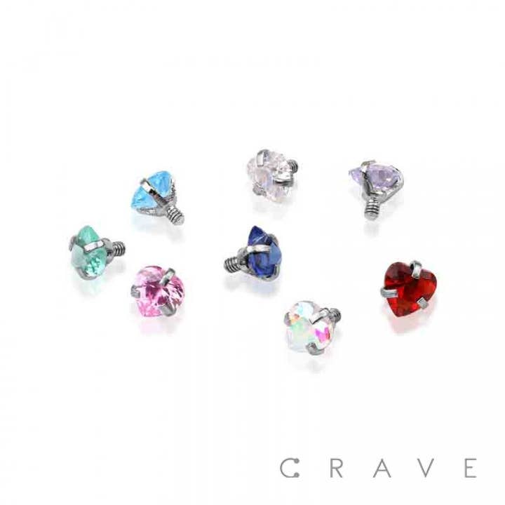 316L SS HEART PRONG SET GEM DERMAL TOP for wholesale by CRAVE