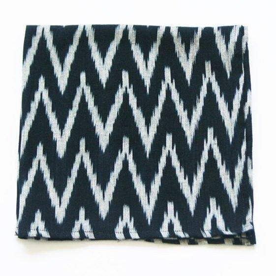 Black Grey Zig Zag Handwoven Ikat Table Napkin for wholesale by Rustic Loom