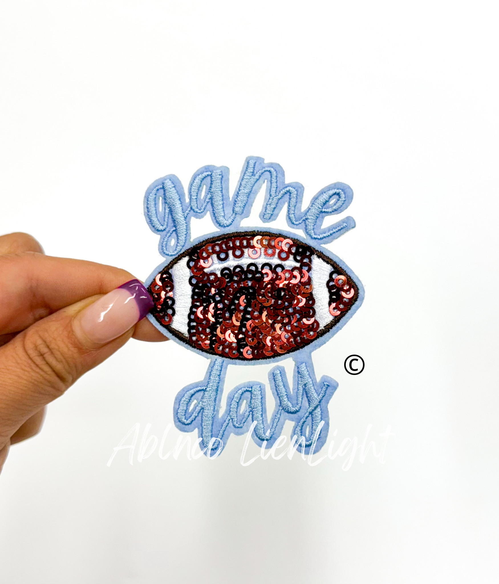 ABLNco - Wholesale Patch - 3” game day football sequins embroidery patch iron on1