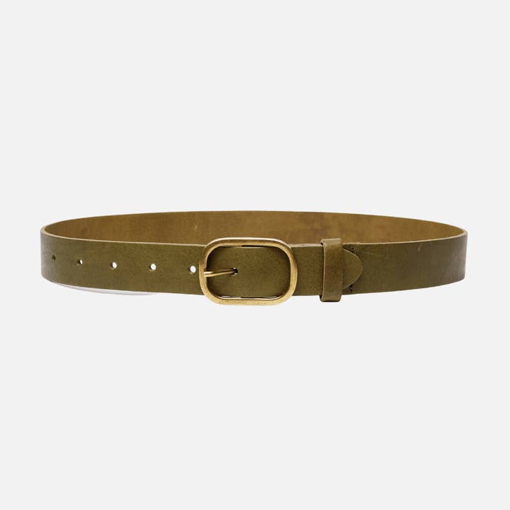 Amsterdam Heritage Leather Belts, Bags, Jackets & Apparel - Wholesale Belt - Women's - Marin | Gold Oval Buckle Design Statement Leather Belt Women19