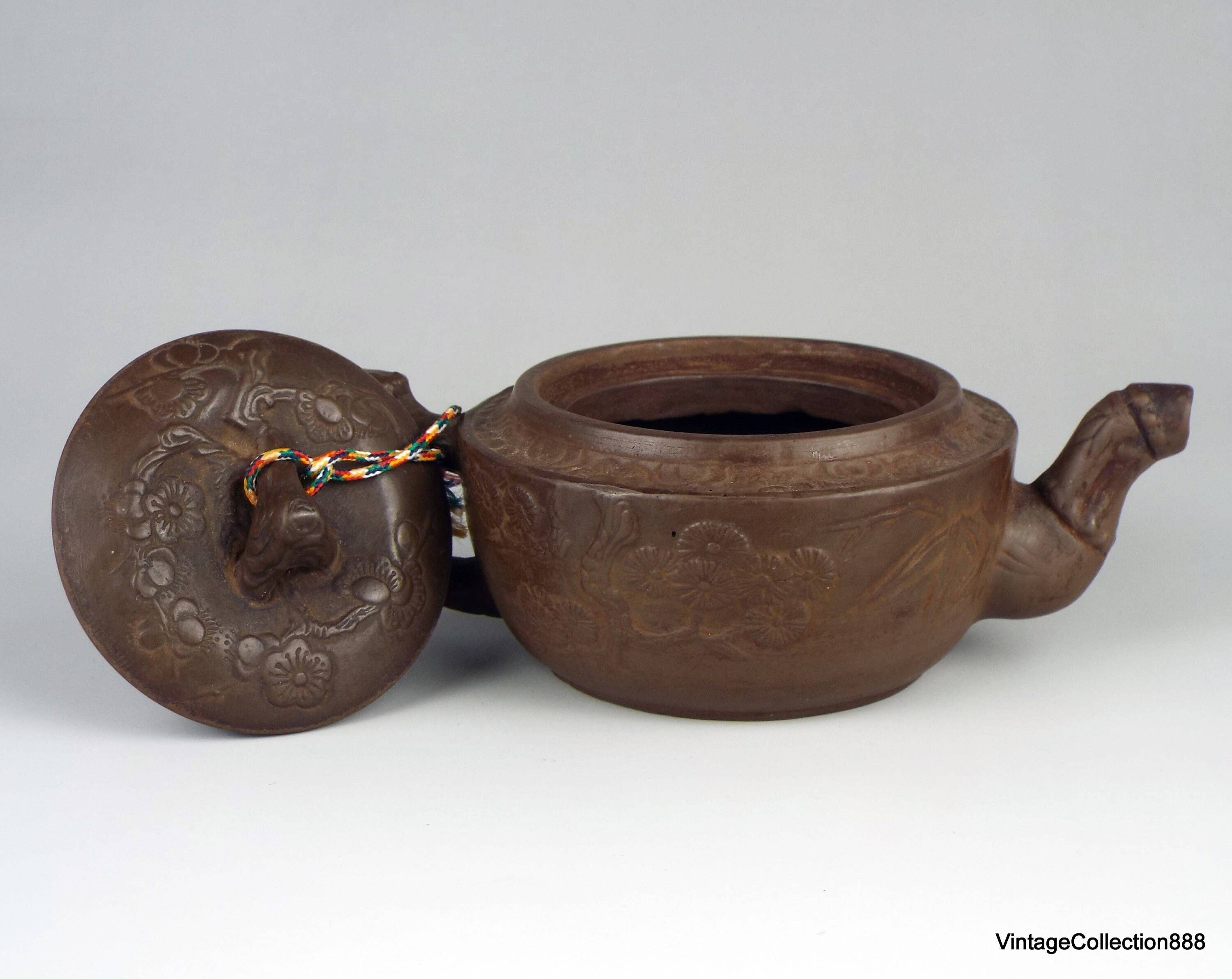 Vintagecollection888 - Wholesale Tea Pot - Old Chinese Clay Teapot with Floral Pattern6
