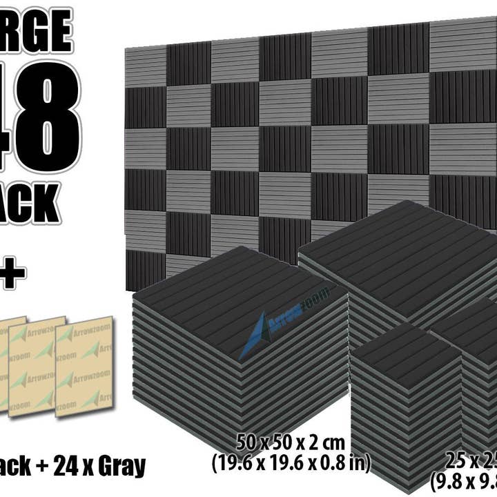 48 pz Piastrelle a Cuneo in Schiuma Nero & Grigio KK1035 per la vendita all'ingrosso da parte di Arrow Zoom Limited