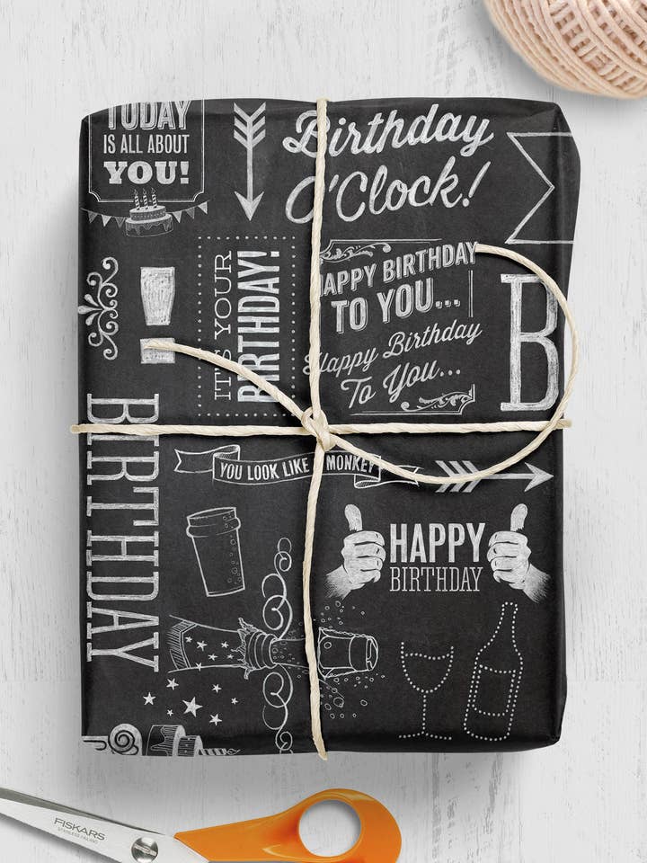 Papel de regalo de cumpleaños**25 hojas lisas en un paquete** para venta al por mayor de Brainbox Candy