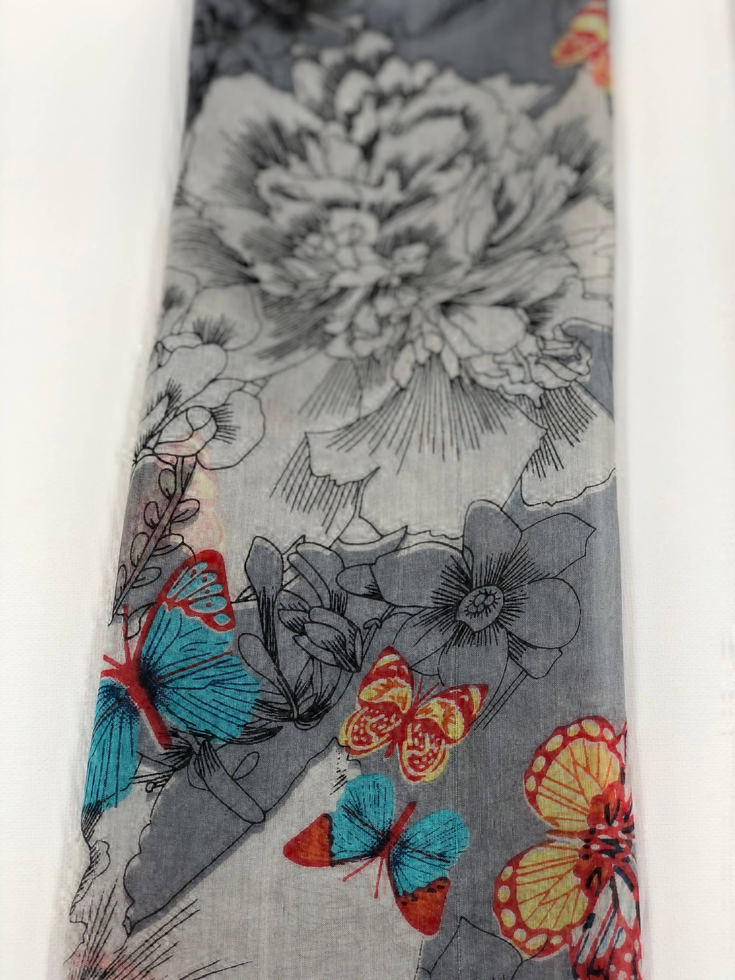 Rayz Intl - Wholesale Scarf - Women's - Gray Butterfly Silk Scarf6