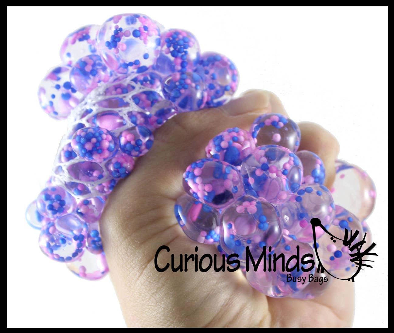Curious Minds Toys – Engroshandel Fidget - Børn – 1 Konfetti Gel Fyldt Mesh Net Blob Ball - Squishy Fidget11