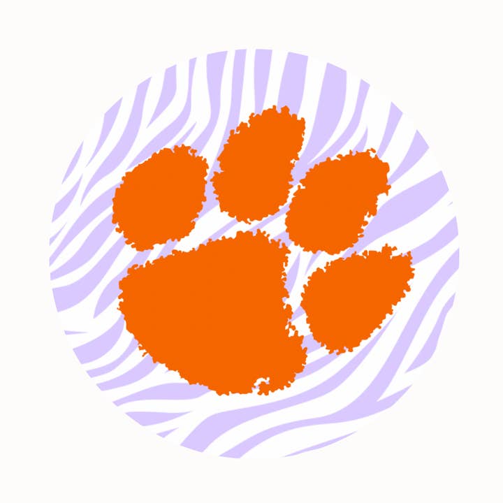 Ella Blue Boutique - Wholesale Lapel Pin/Button - CLEMSON - Paw w/ tiger print 0