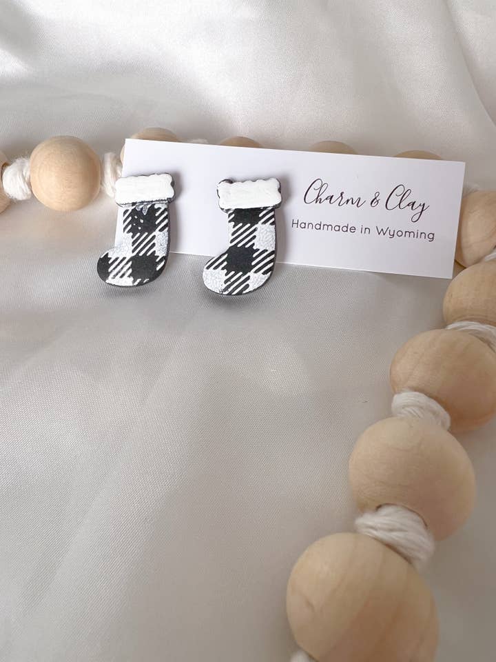 The Buffalo plaid stocking for wholesale by Charm and Clay