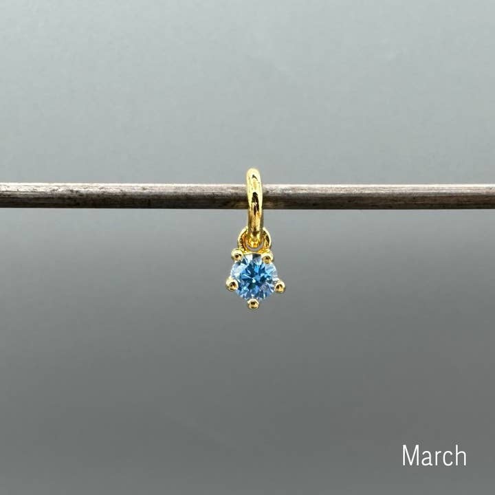 Something Silver - Vente Breloques/médailles personnalisées - Charms Mini Ronds en Or avec Pierre de Naissance2