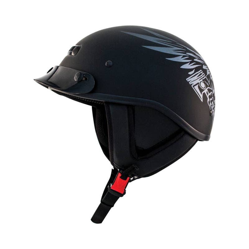 ZOX ST-225B ‘Alto Custom' Eagle Silver Motorcycle Open Face Helmet with Drop Down Visor for wholesale on Faire0