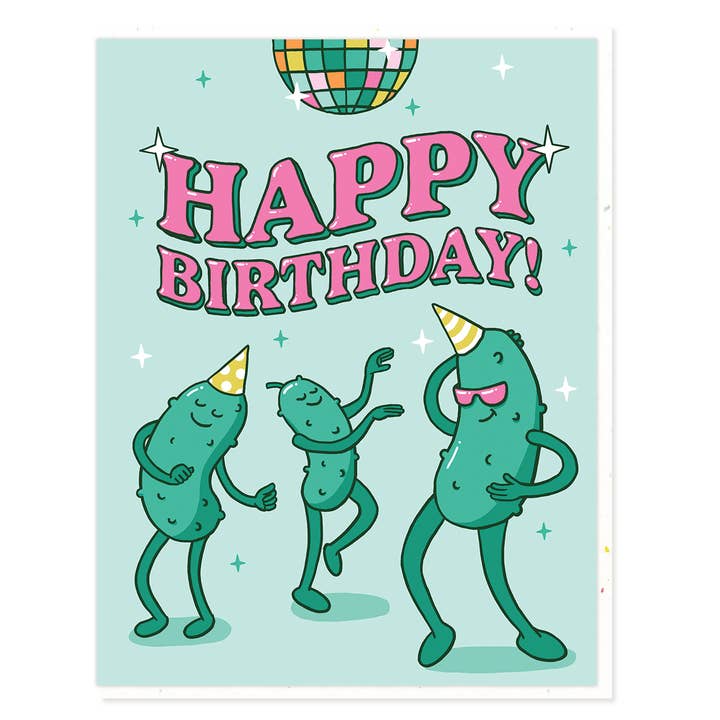 Cartão de Aniversário Pickle Disco por atacado de Semi Sweet Press