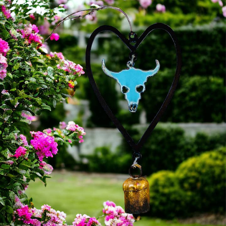 Gancio da porta a forma di campanello a vento con decorazione a forma di bufalo, stile Southwest Western per la vendita all'ingrosso da parte di Iron Jewel