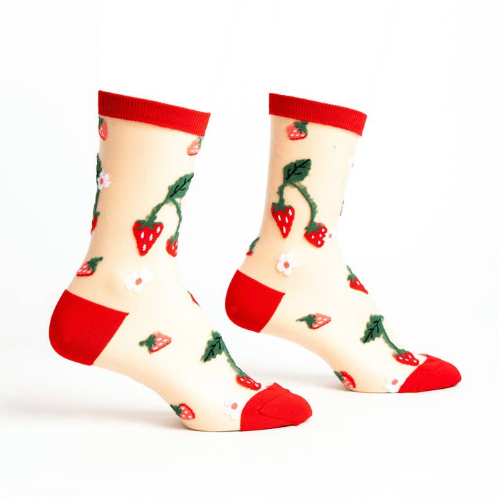 Berry Cute Sheer Crew Socks for wholesale by Sock it To Me