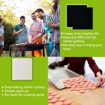 Alpas Life - Wholesale Grill Pan/Griddle - BBQ Grill Mats (Set of 2) Plus Oven Baking Mat