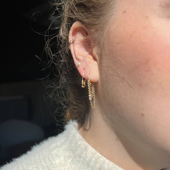 Nickel and Suede - Wholesale Hoop Earrings - Safety Pin Threader Earrings4