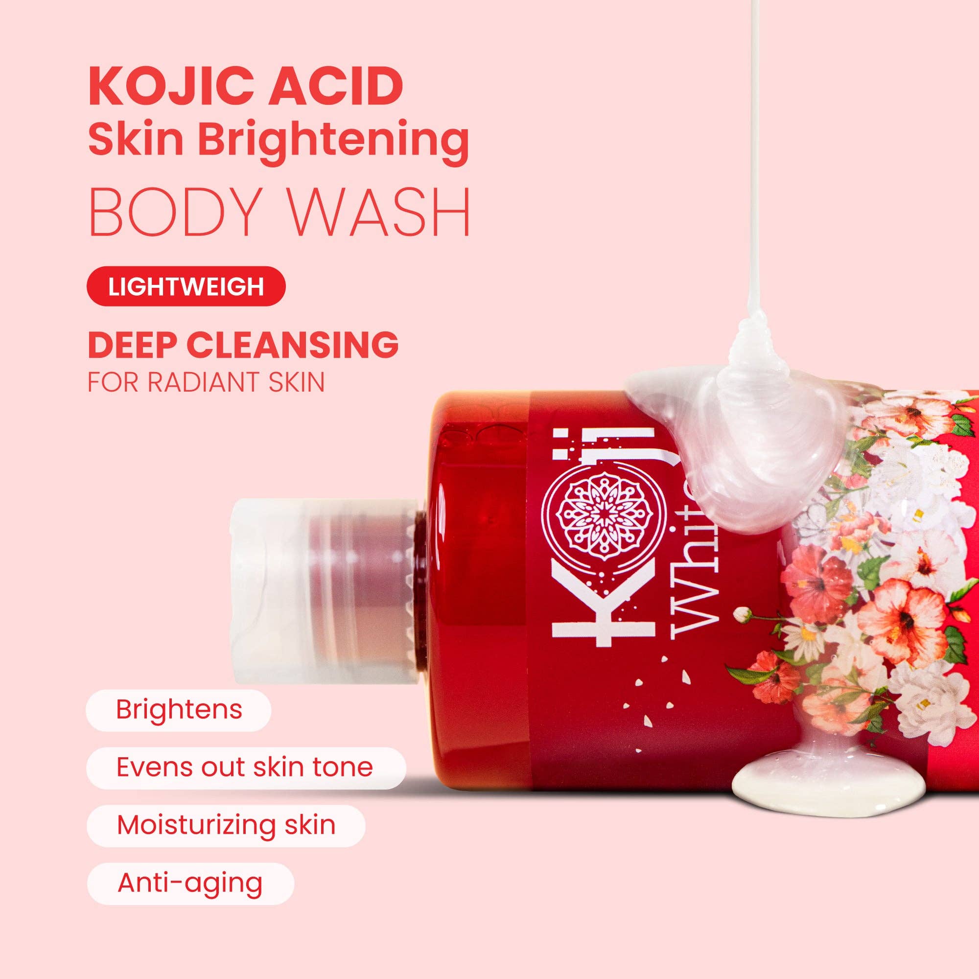Koji White - Wholesale Body Wash/Shower Gel - Kojic Acid Skin Brightening Body Wash (1 Bottle)3