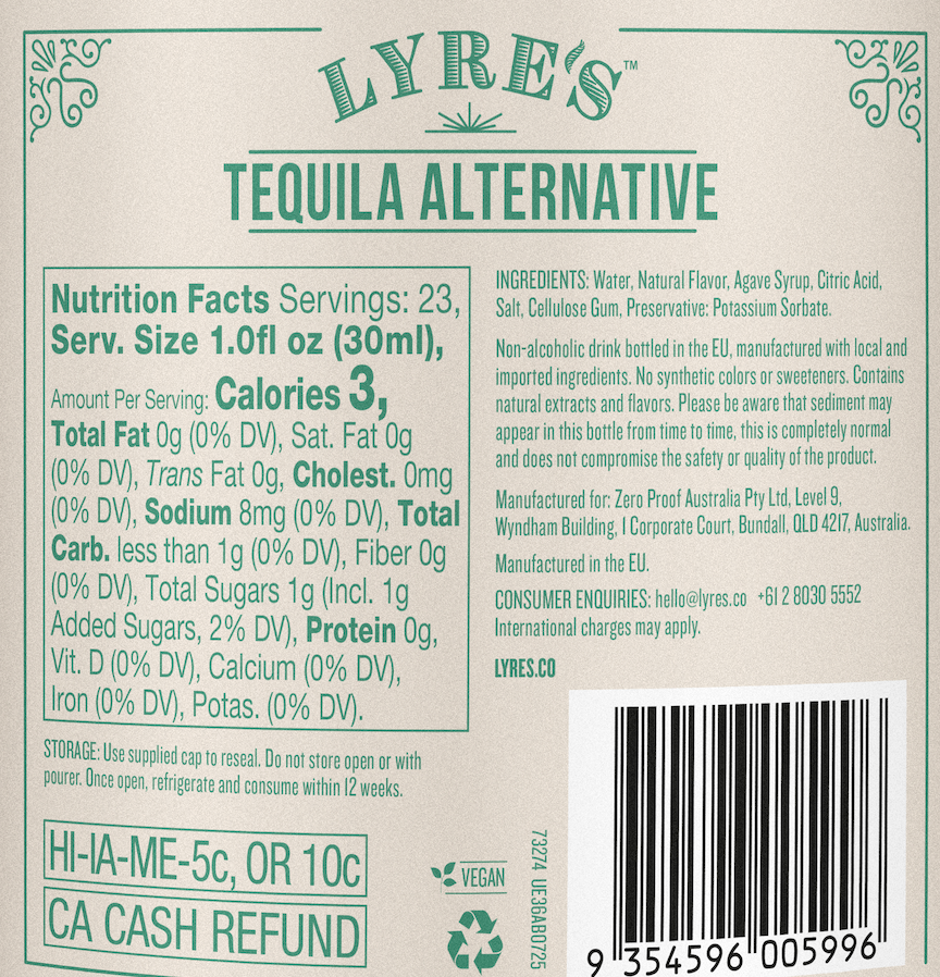 Zepeim – wholesale Non-alcoholic spirits/wine/beer – Lyre's Non-Alcoholic Agave Blanco Spirit1