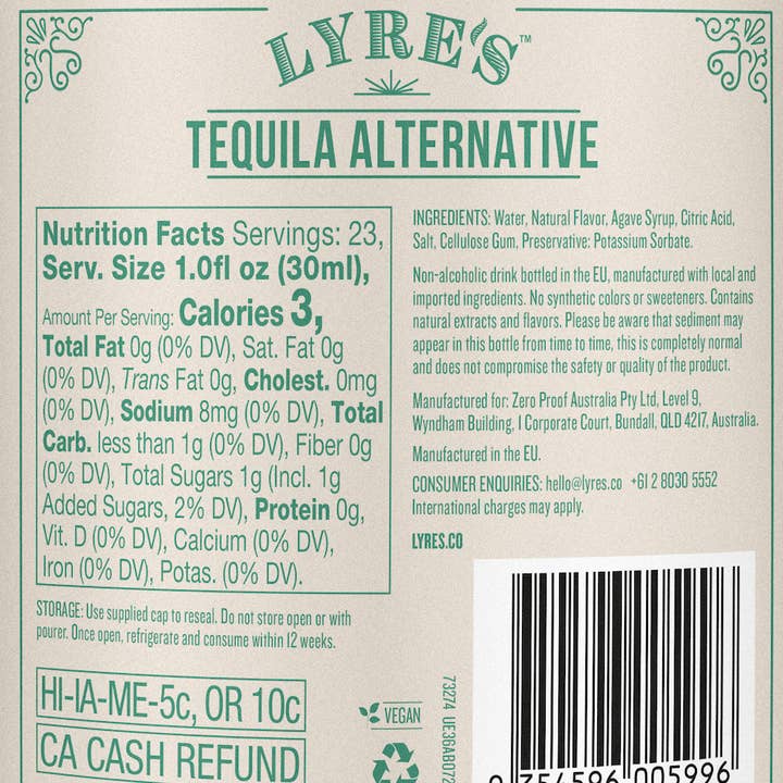 Zepeim - Venta al por mayor Licores/vinos/cervezas sin alcohol - Agave Blanco Spirit sin alcohol de Lyre's1