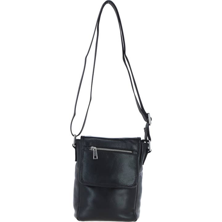 Ashwood Leather Men's Cross Body Flap Bag Black: PL-44 for wholesale by Ashwood Leather