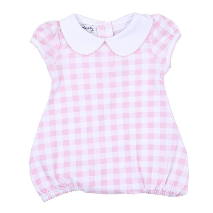 Baby Checks Collared Bubble - Pink for wholesale by Magnolia Baby