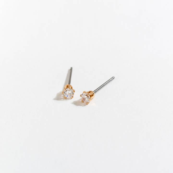 Howard's - Wholesale Stud/Post Earrings - 3mm Cubic Zirconia Ear Sense Stud Earrings