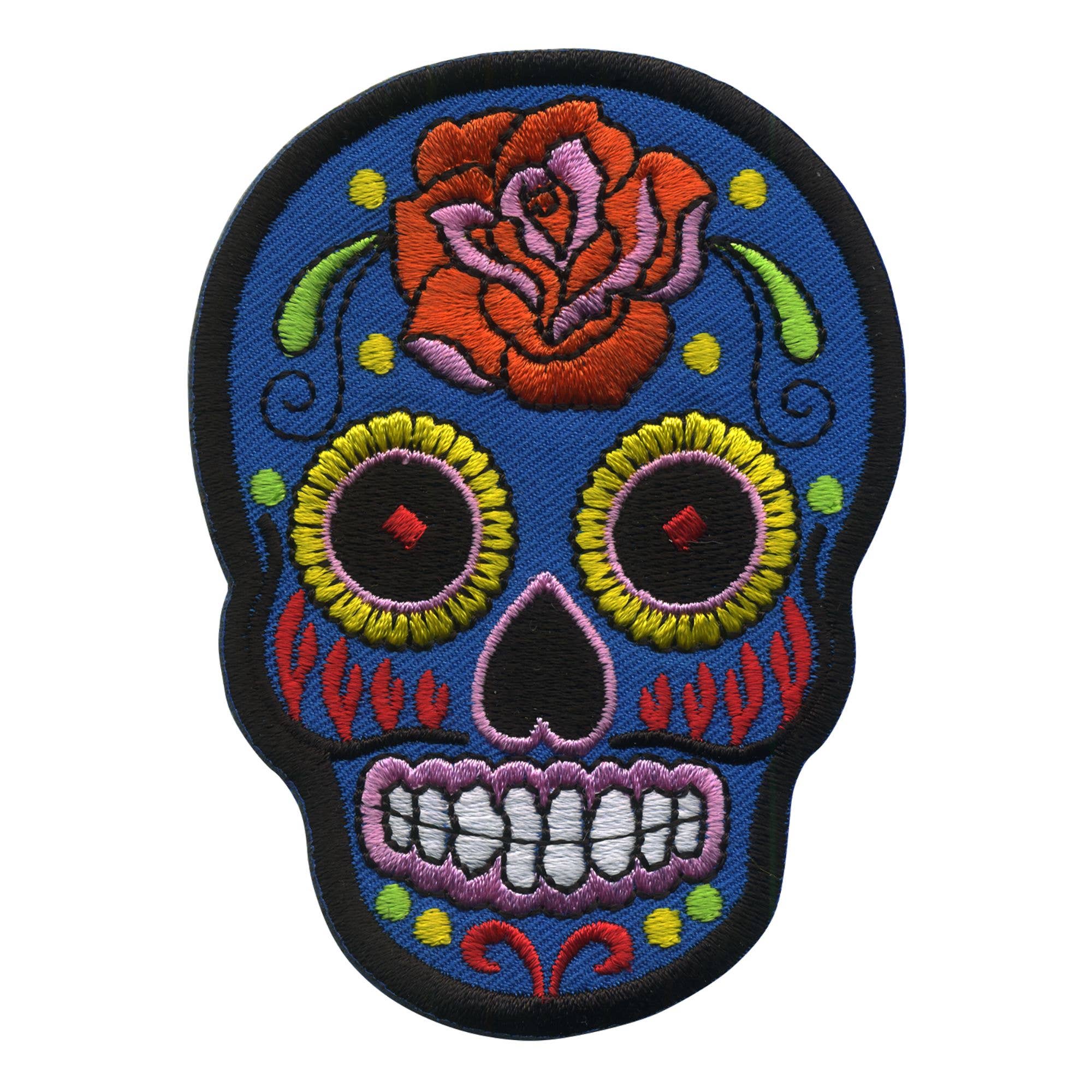 Tribal Trade GmbH - Wholesale Patch - Mexico skull patch with rose blue-orange patch0